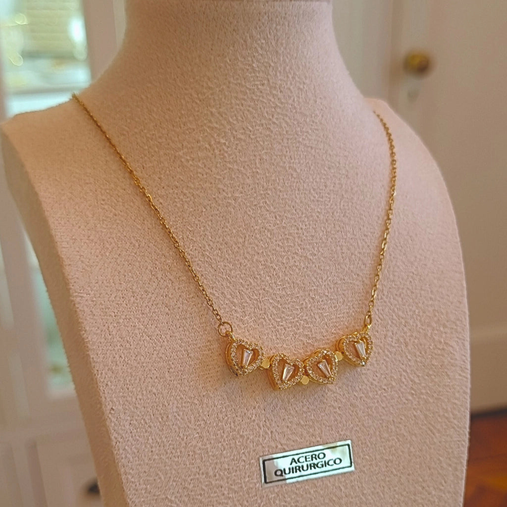 Collar Trebol De Corazones